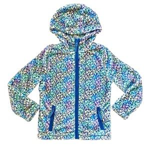 LANDS’ END girls plush leopard fleece jacket